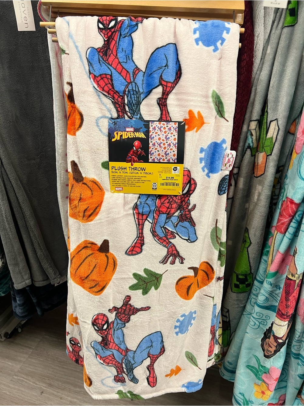 Marvel Spider-Man Kids Costume Throw Blanket - White & Blue
